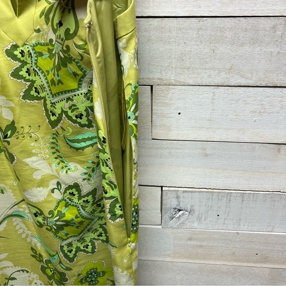 Ann Taylor Dress Womens 4 Green Floral Sleeveless V Neck Lined Side Zip Sheath - Picture 4 of 11